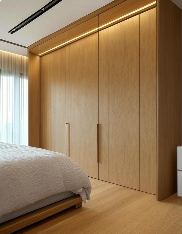 armario madera luz led