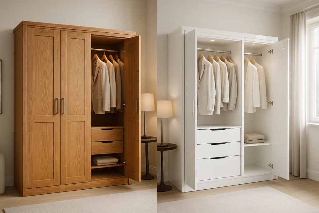 armario lacado y natural abierto