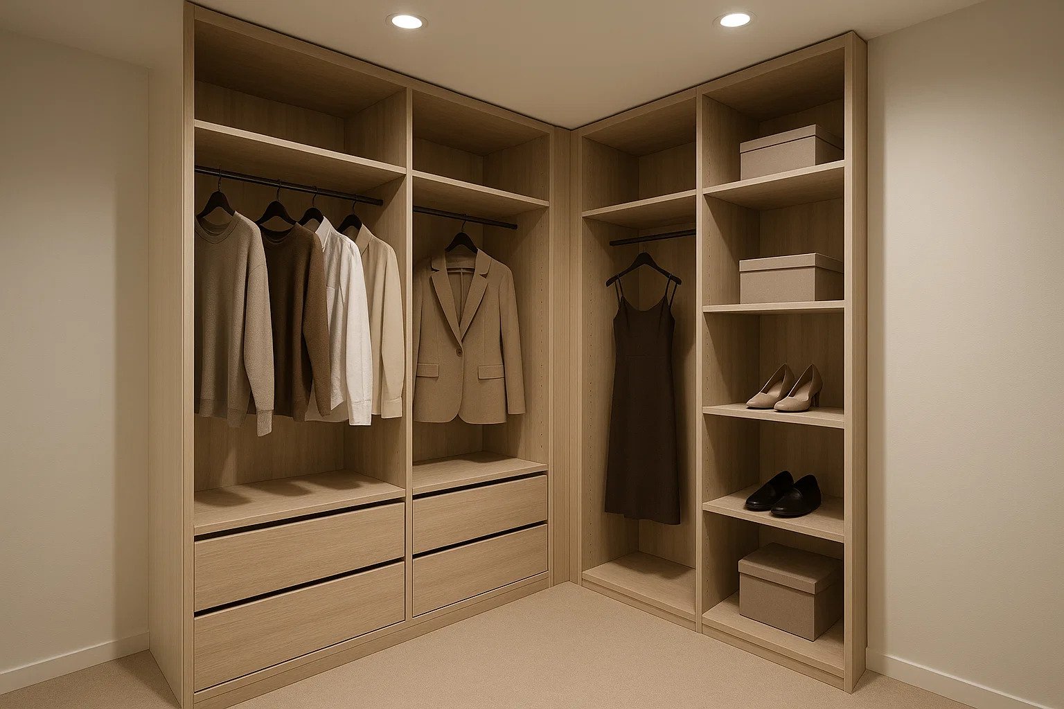 vestidor madera clara