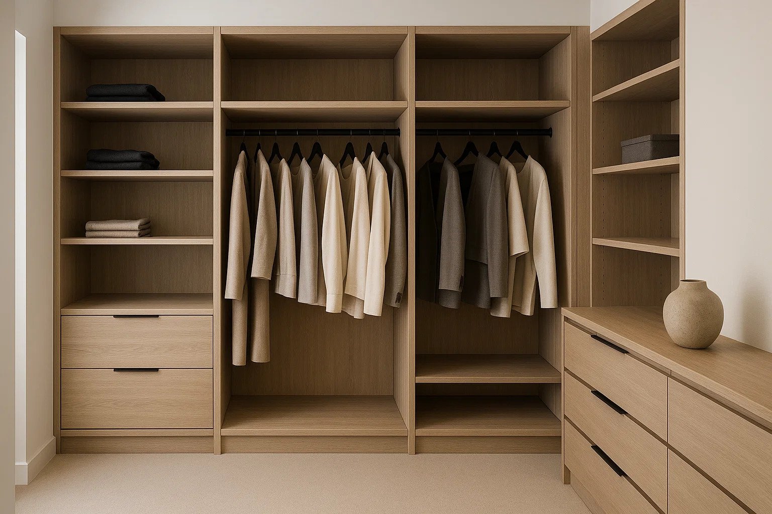 vestidor madera clara