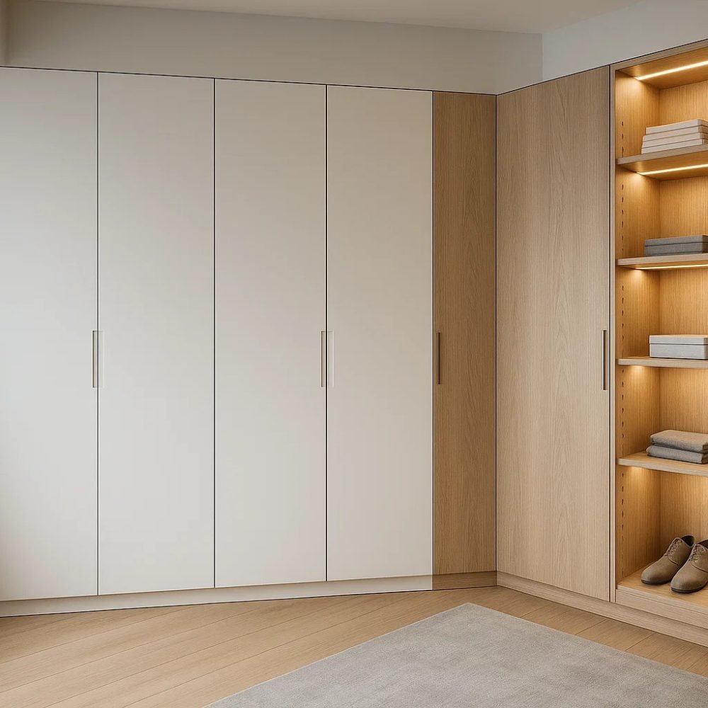 armario esquinero con luces